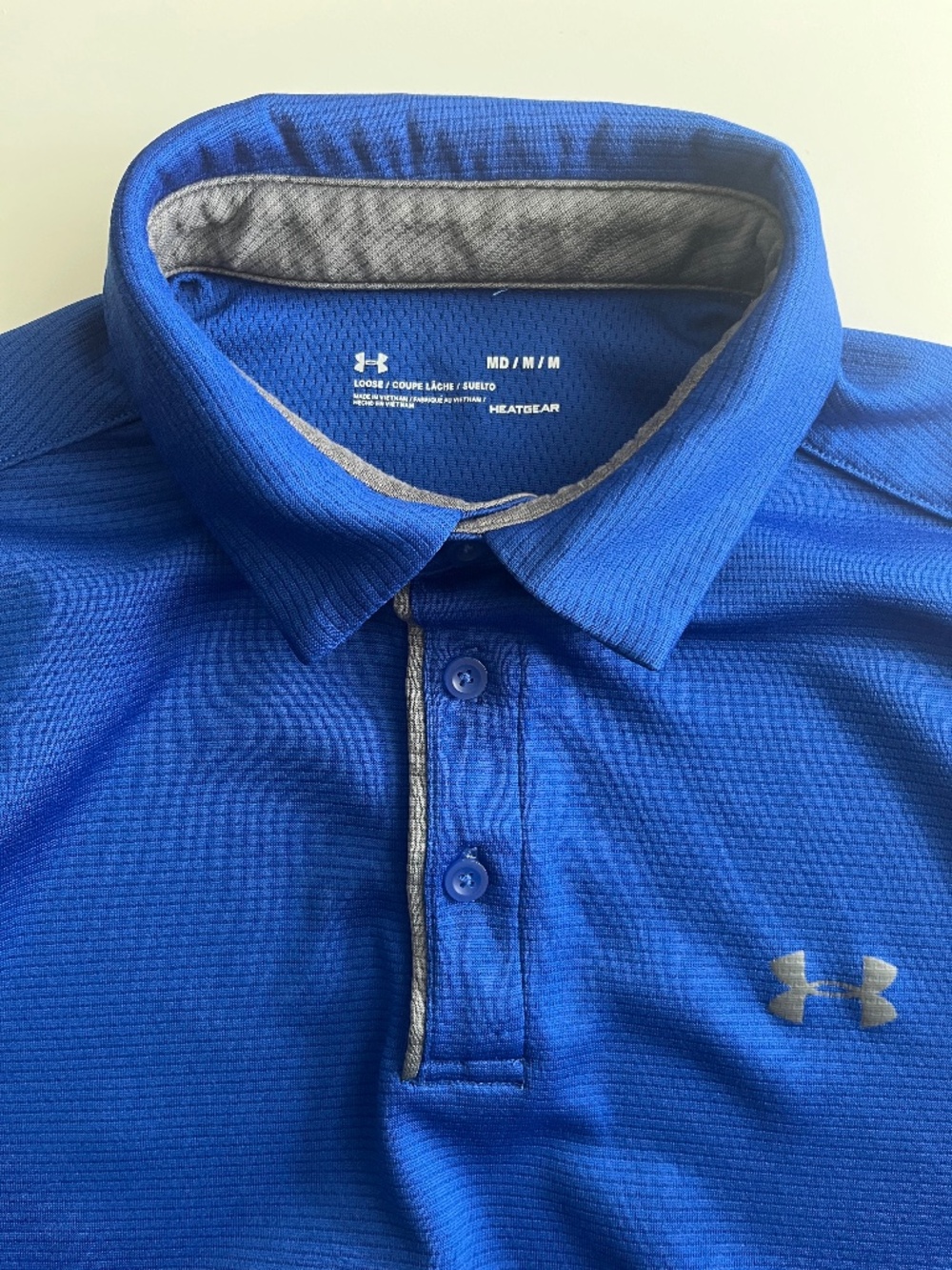 Under Armour HeatGear Polo Mens Shirt Blue Size M Short Sleeve